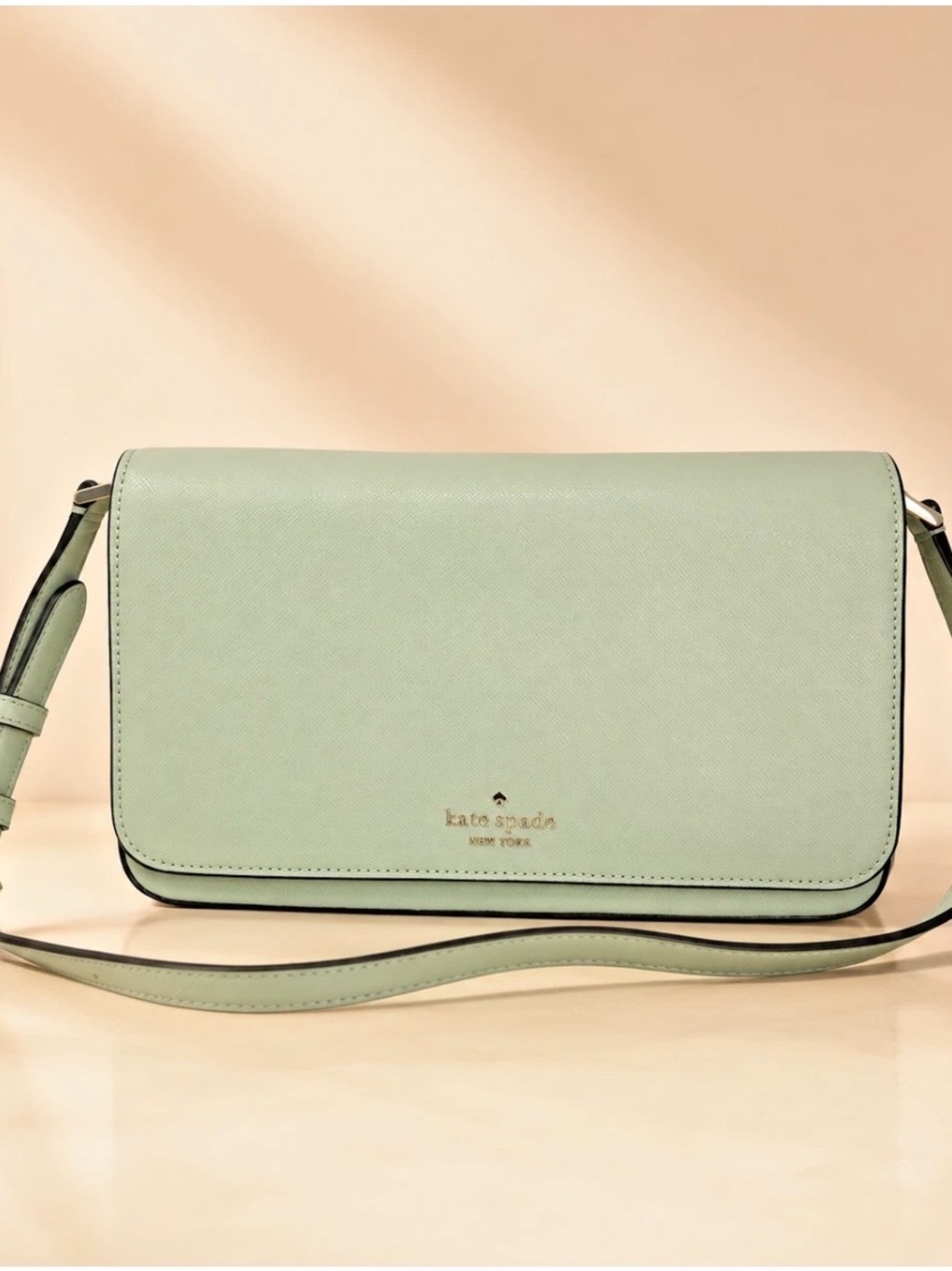 Kate Spade Staci Pistachio Green Saffiano Leather Shoulder Bag NWT